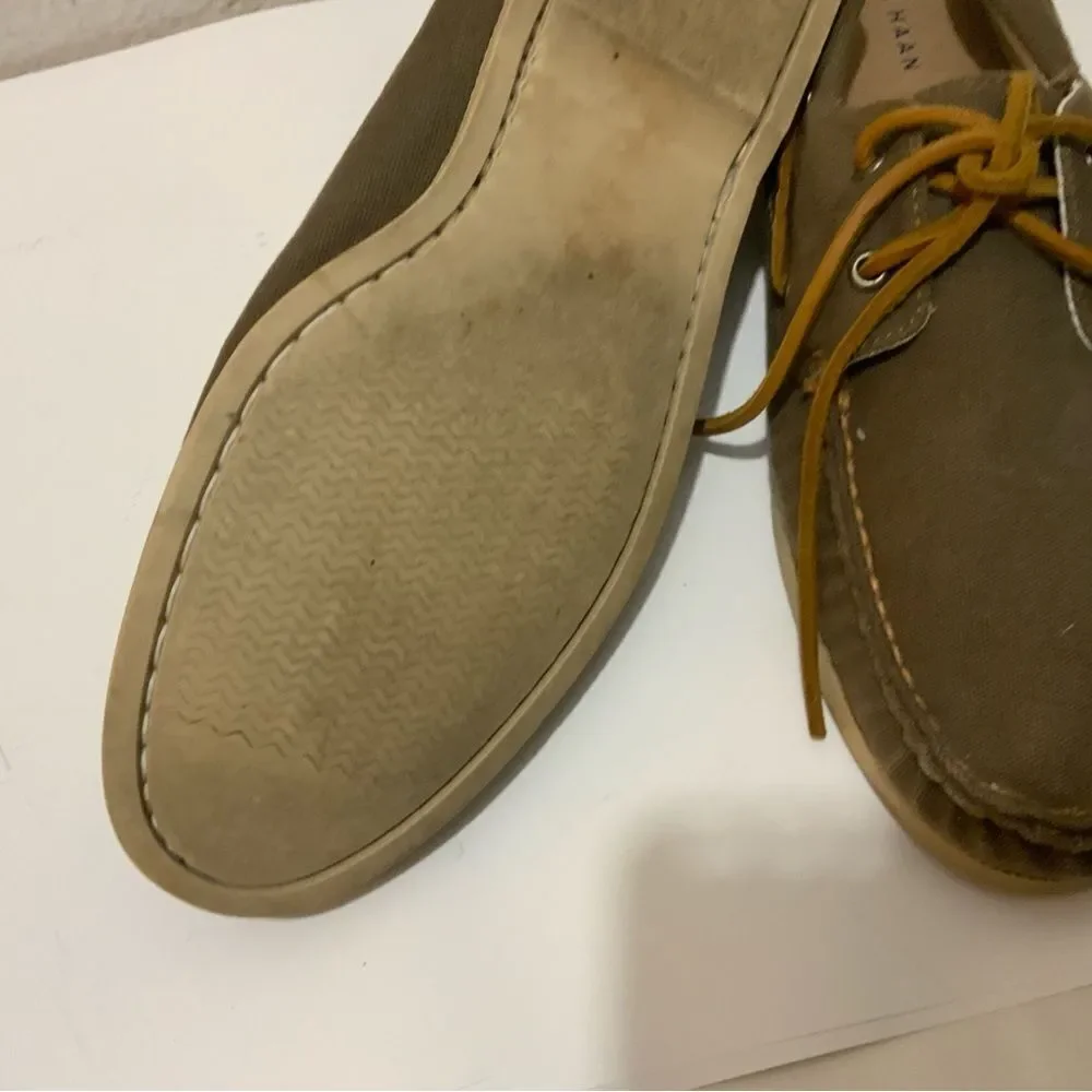 COLE HAAN Mens Canvas Slip-on Boat Shoes Size 12 M brown C14475 C15